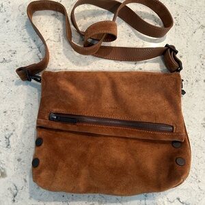 HAMMITT VIP Medium Crossbody Bag, Mahogany Suede and Bronze Hardware